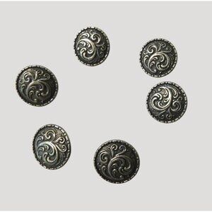 Vintage Swirl Design Metal Buttons Set Of 6 Round 0.75 Inch